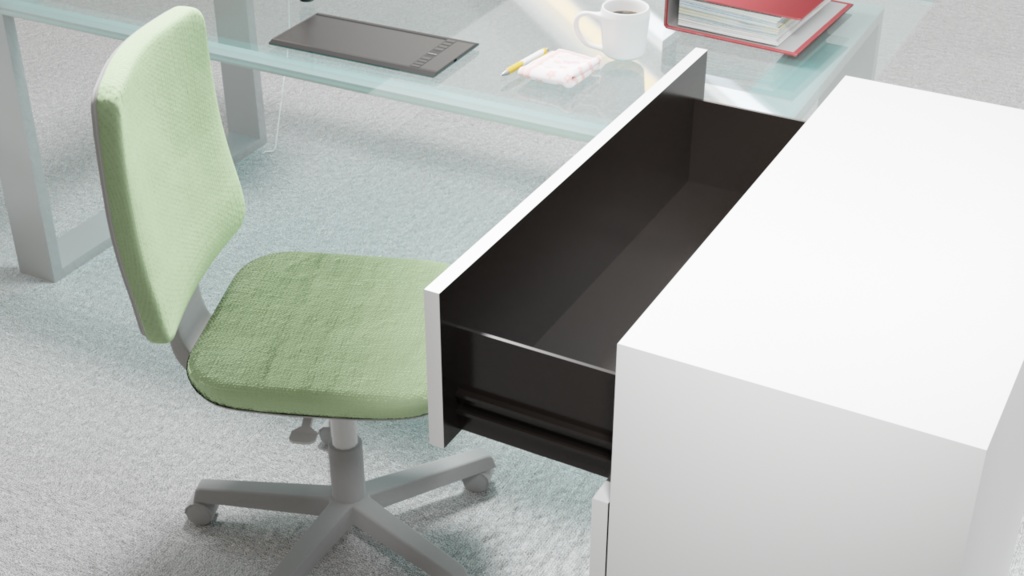 オフィスに必須!引き出し可能な4段キャビネット