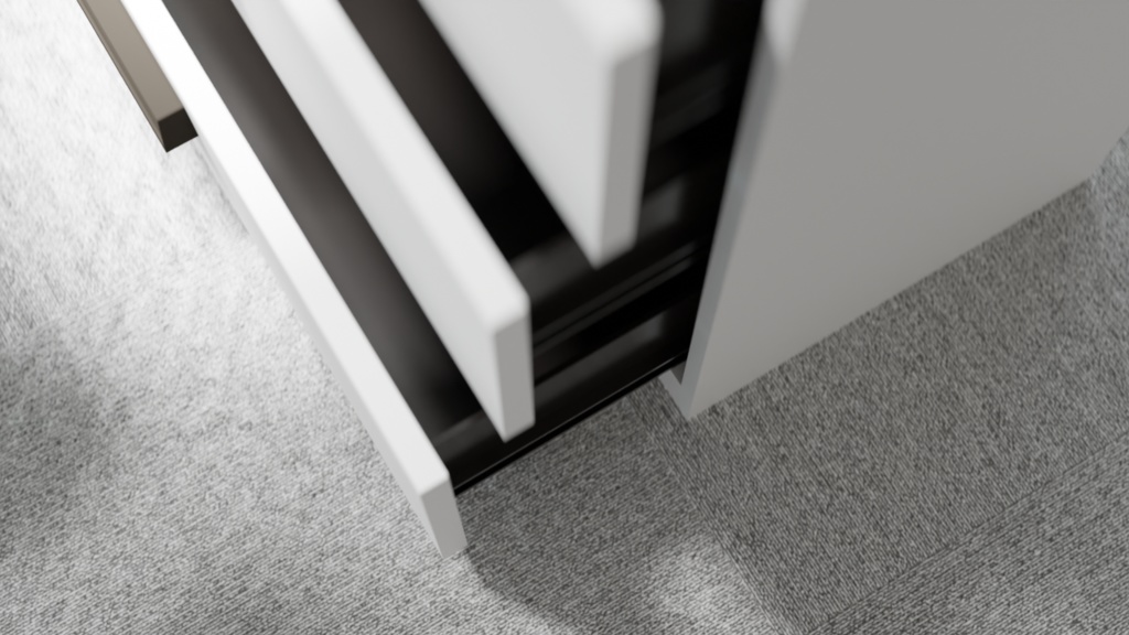 オフィスに必須!引き出し可能な4段キャビネット