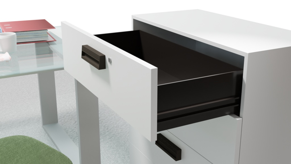 オフィスに必須!引き出し可能な4段キャビネット