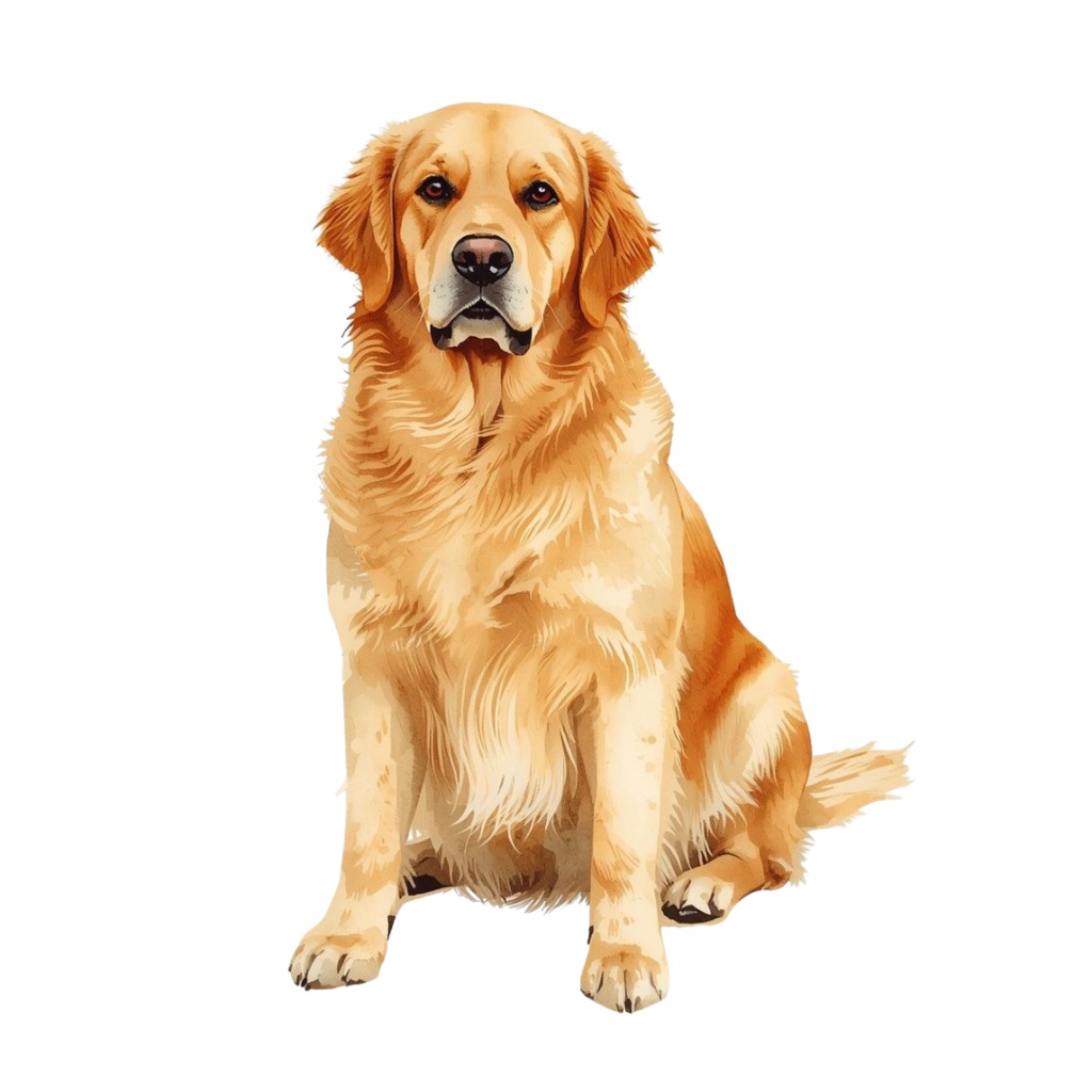 「お座りしている犬」水彩アンティーク風クリップアート10点セット PNG背景透過