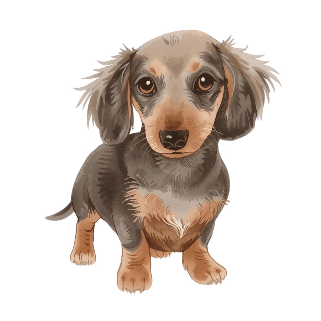 「お座りしている犬」水彩アンティーク風クリップアート10点セット PNG背景透過