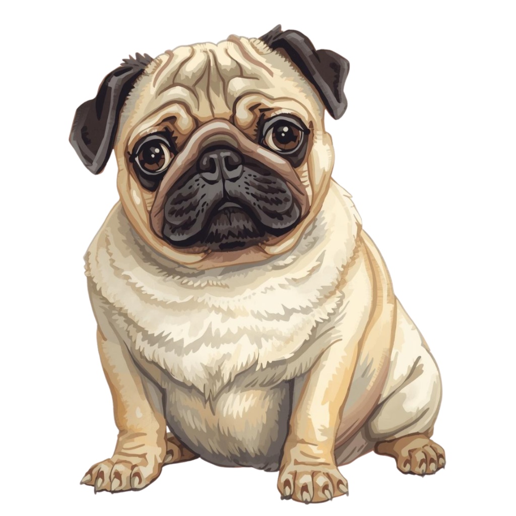 「お座りしている犬」水彩アンティーク風クリップアート10点セット PNG背景透過