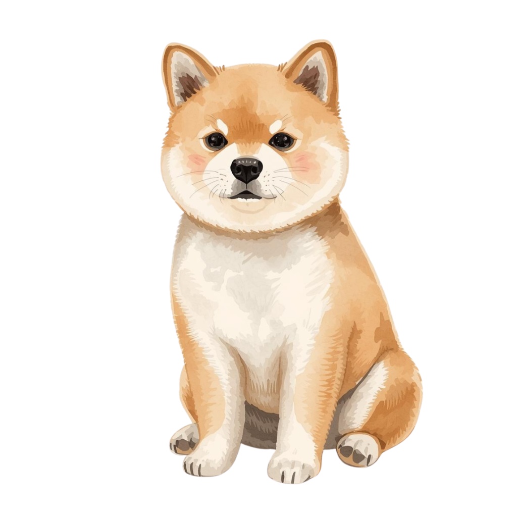 「お座りしている犬」水彩アンティーク風クリップアート10点セット PNG背景透過