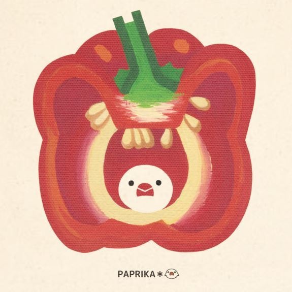 トートバッグ【パプリカ】-隠れきれてない文鳥シリーズ