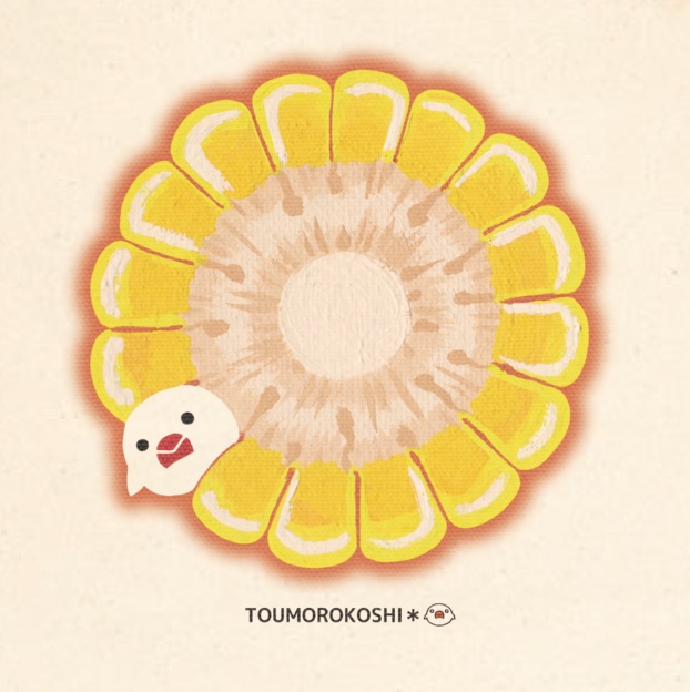 トートバッグ【とうもろこし】-隠れきれてない文鳥シリーズ