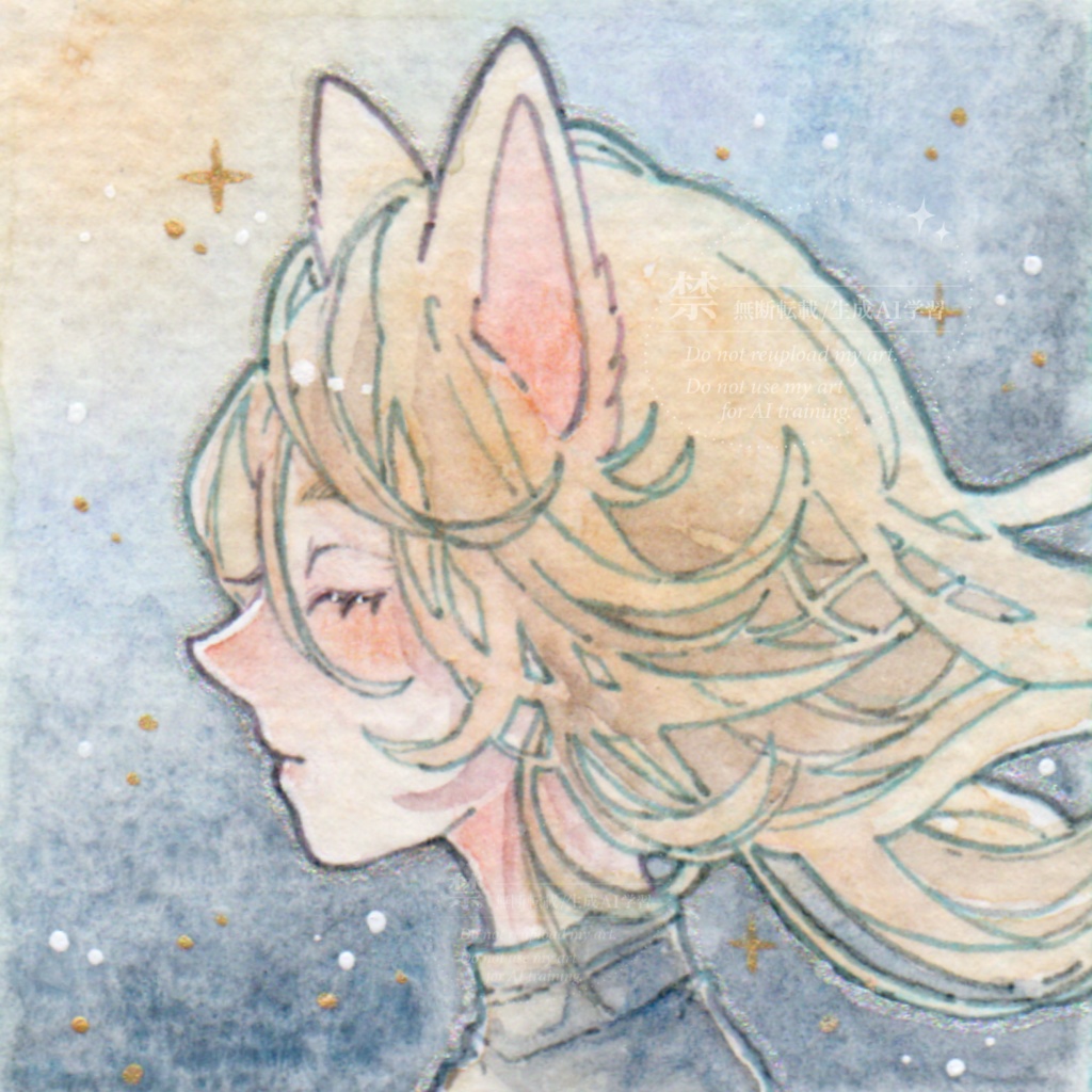 水彩ミニ原画［　願いを。 ］