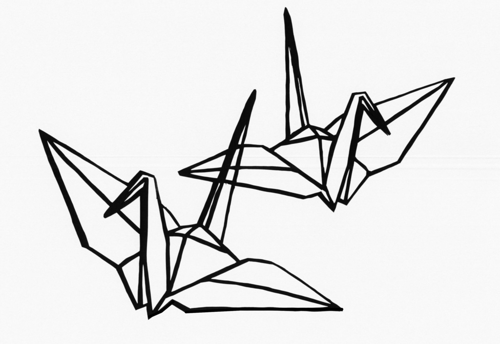 【切り絵図案】【無料】折り鶴