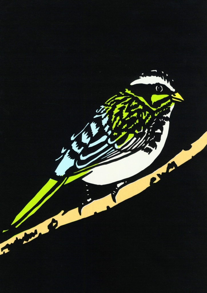 【無料】切り絵図案「野鳥」