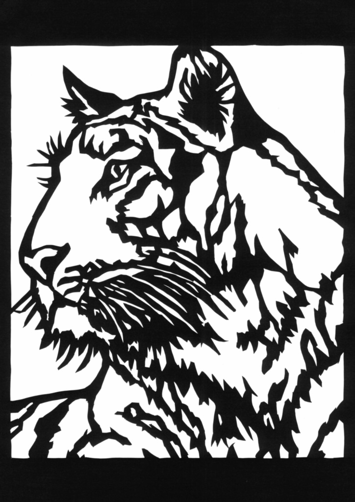 【無料図案】切り絵「虎」の図案