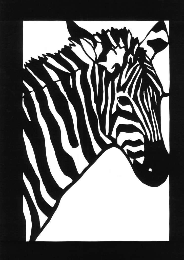 【無料図案】切り絵「しまうま」の図案