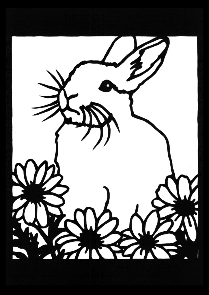 【無料・切り絵図案】うさぎの切り絵