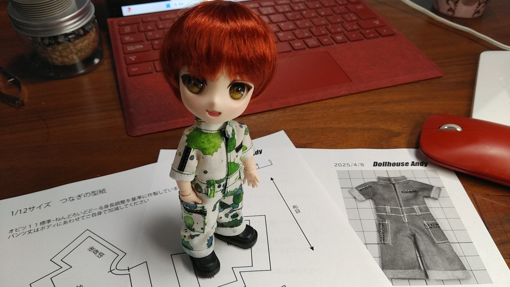 1/12サイズつなぎの型紙(作り方動画つき)