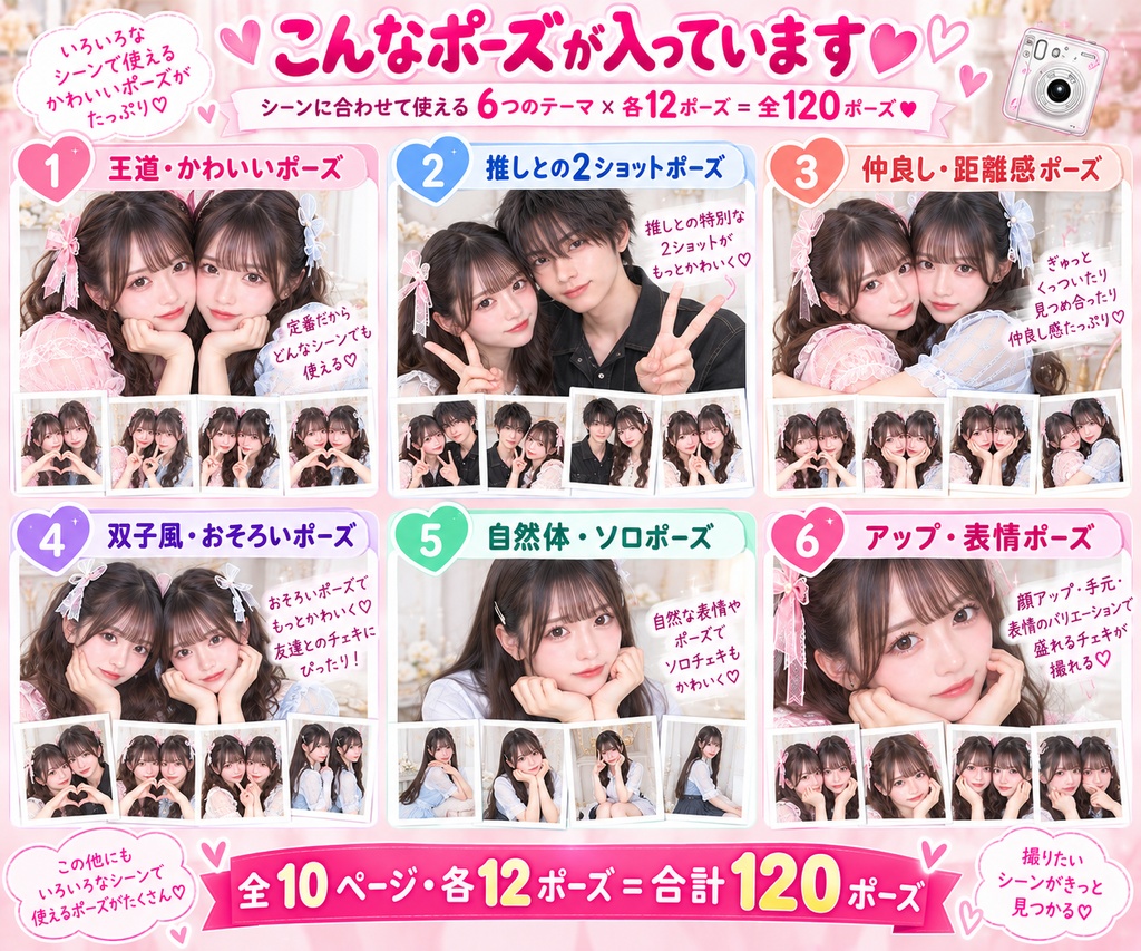 チェキポーズ120選|推し・友達・2ショット・ソロで使えるかわいいポーズ集