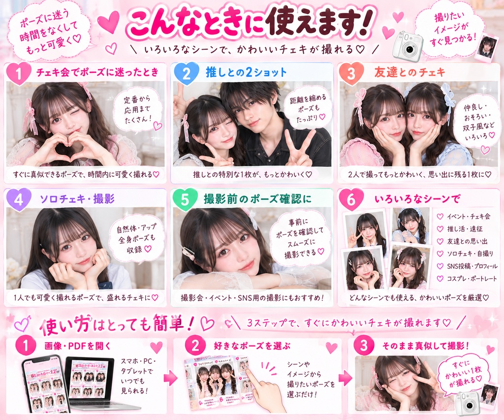 チェキポーズ120選|推し・友達・2ショット・ソロで使えるかわいいポーズ集