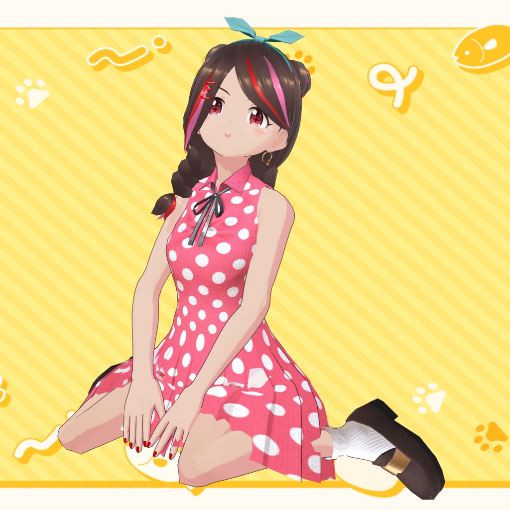 【VRoid】レトロワンピコーデ【無料】