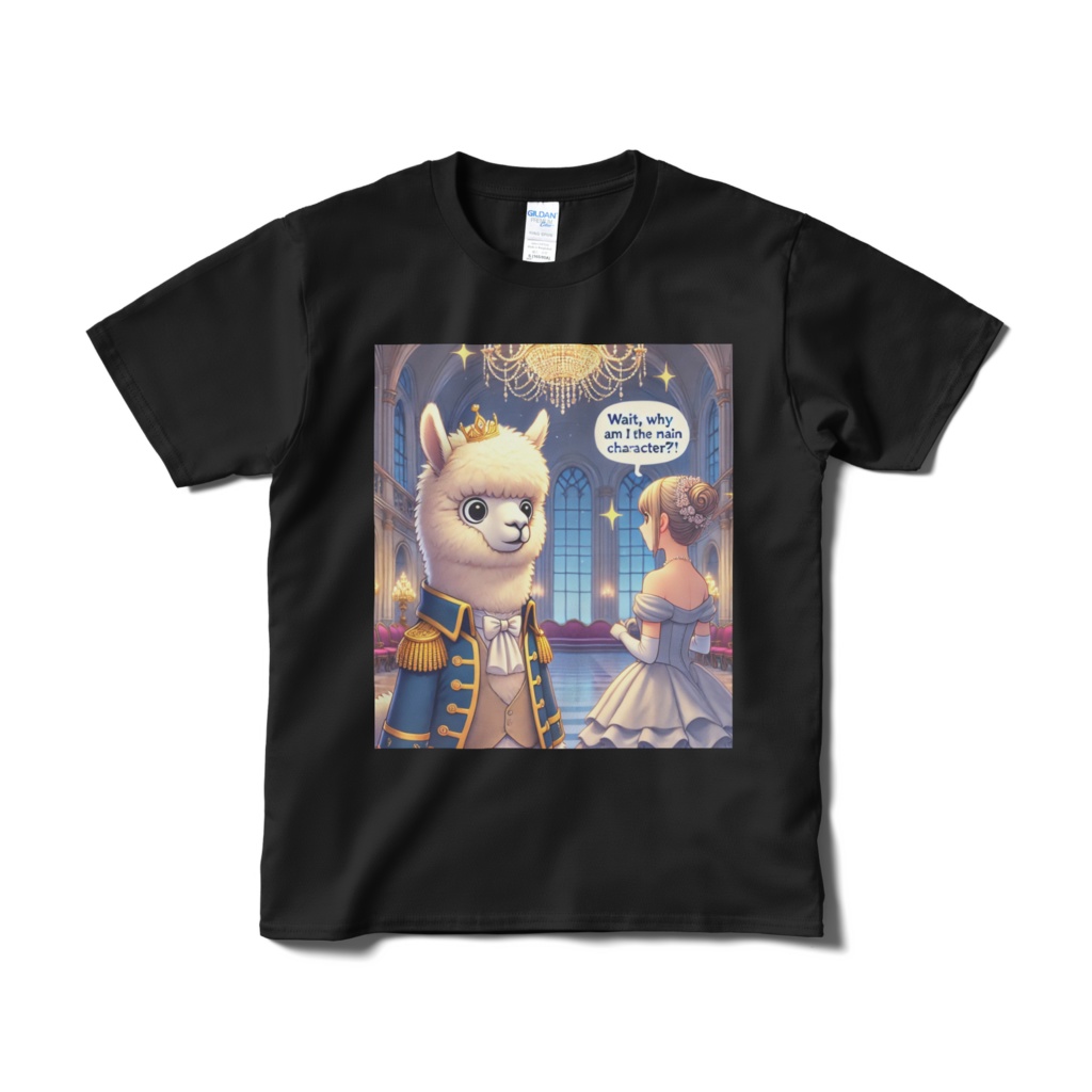 うっかり野獣ポジションに立たされたアルパカTシャツ B(ブラック/ネイビー)