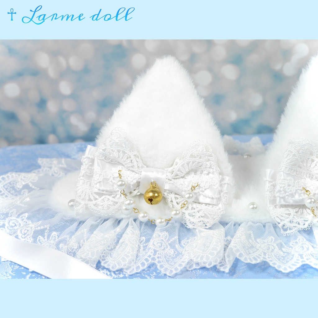 【受注生産】《☥》猫耳ファーヘッドドレス (白)