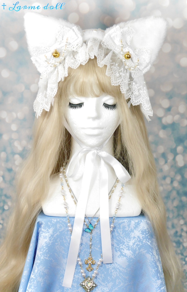 【受注生産】《☥》猫耳ファーヘッドドレス (白)