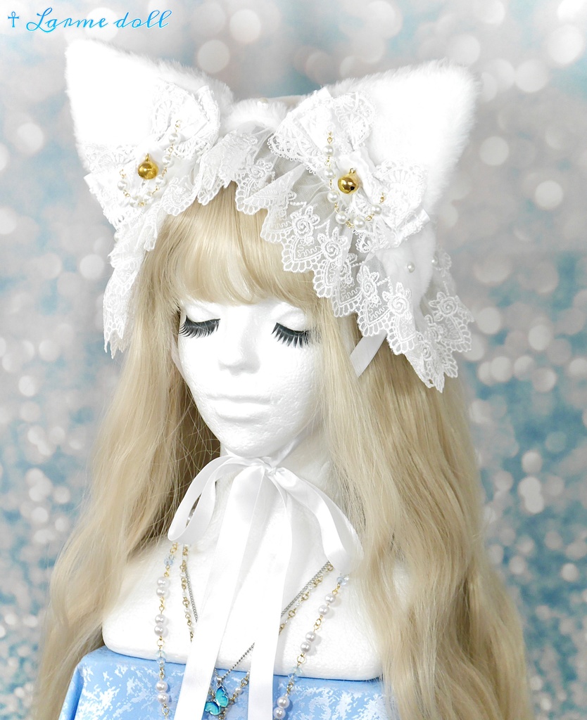 【受注生産】《☥》猫耳ファーヘッドドレス (白)