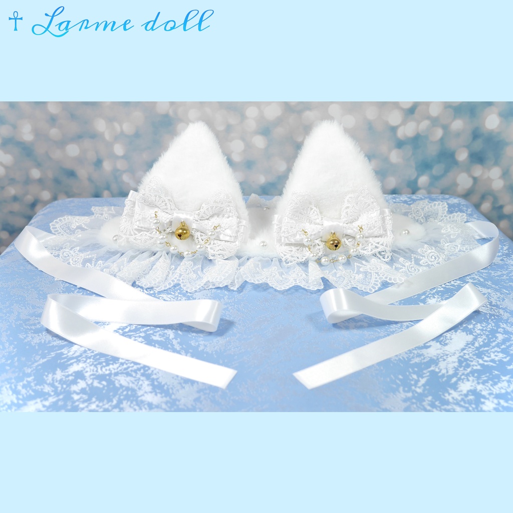 【受注生産】《☥》猫耳ファーヘッドドレス (白)