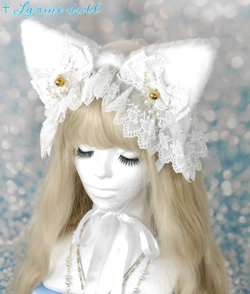 【受注生産】《☥》猫耳ファーヘッドドレス (白)