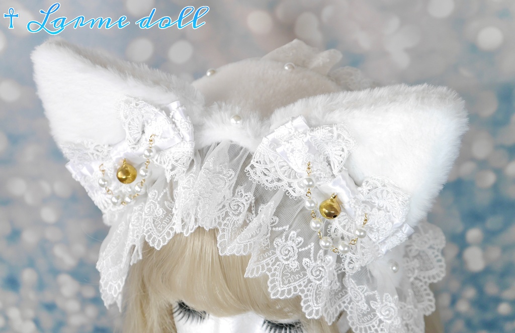 【受注生産】《☥》猫耳ファーヘッドドレス (白)