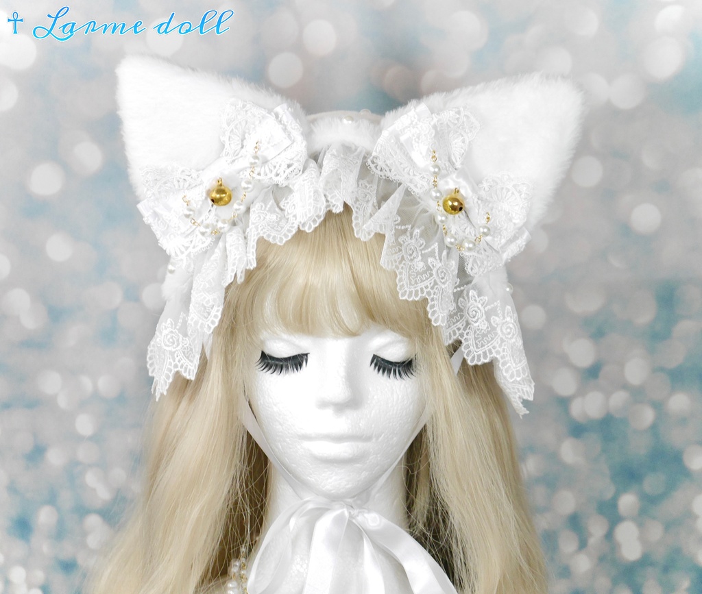 【受注生産】《☥》猫耳ファーヘッドドレス (白)