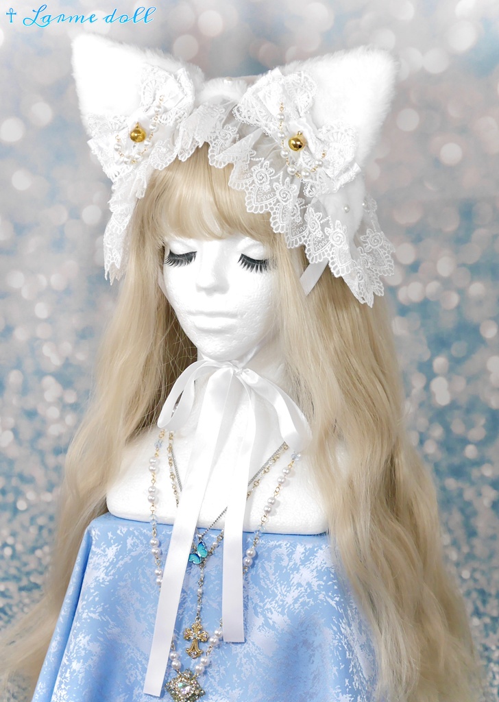 【受注生産】《☥》猫耳ファーヘッドドレス (白)