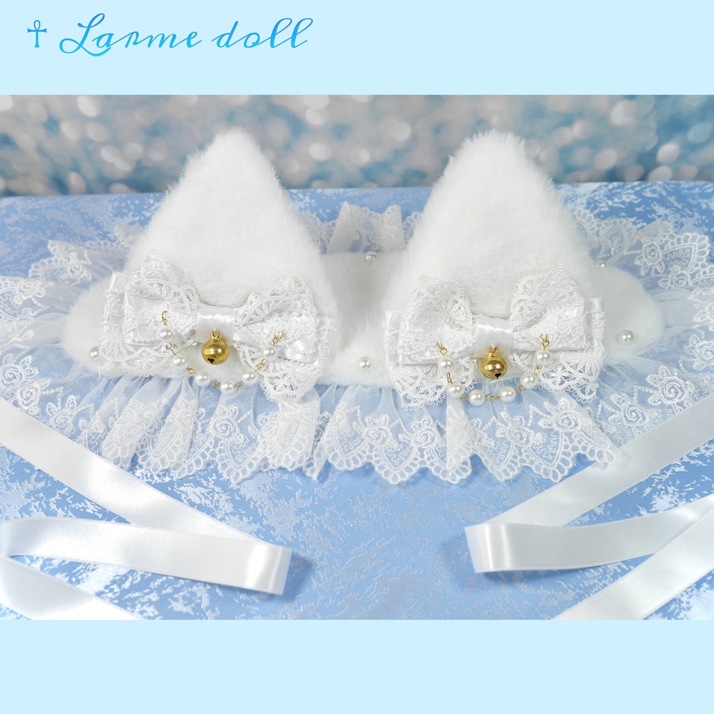 【受注生産】《☥》猫耳ファーヘッドドレス (白)
