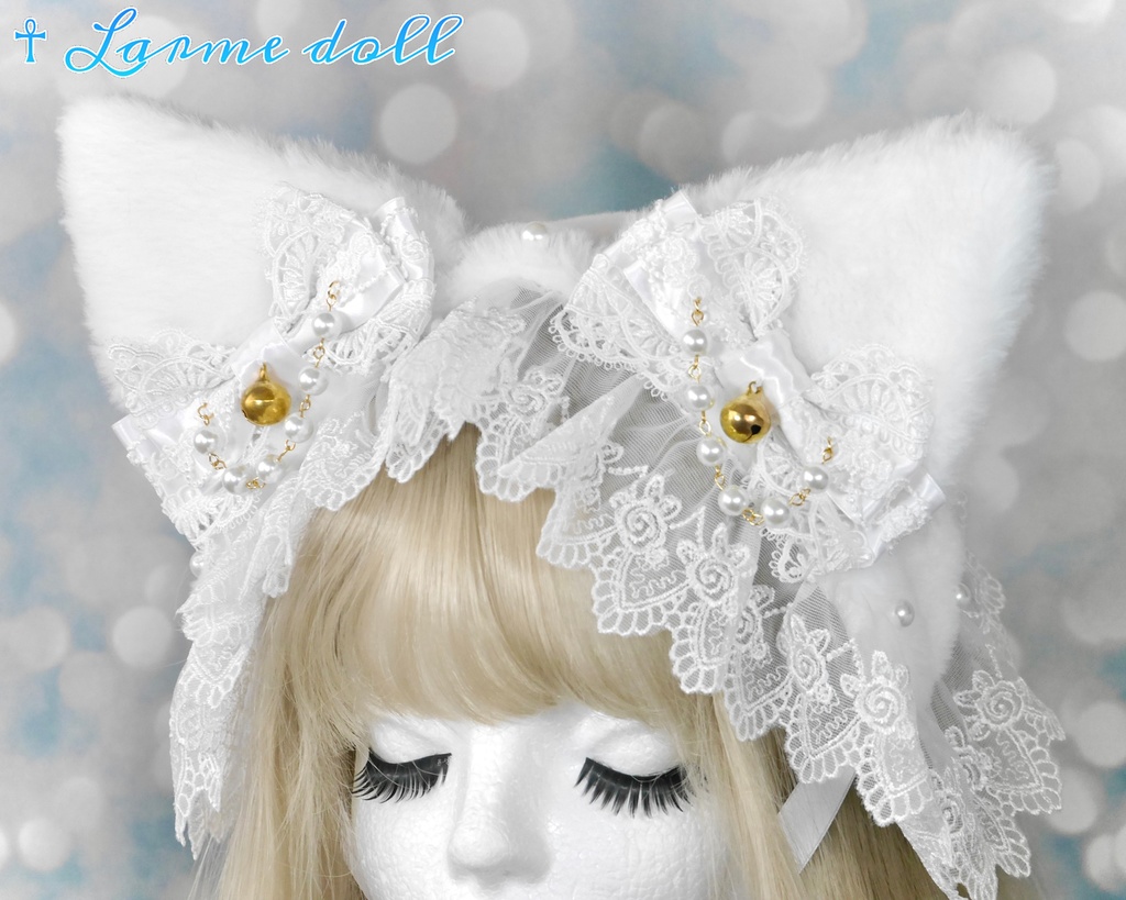 【受注生産】《☥》猫耳ファーヘッドドレス (白)