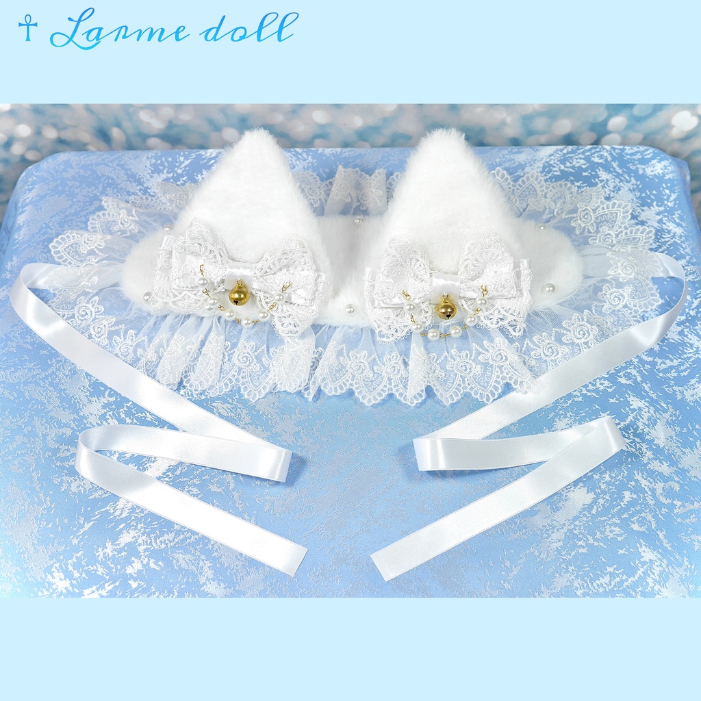 【受注生産】《☥》猫耳ファーヘッドドレス (白)
