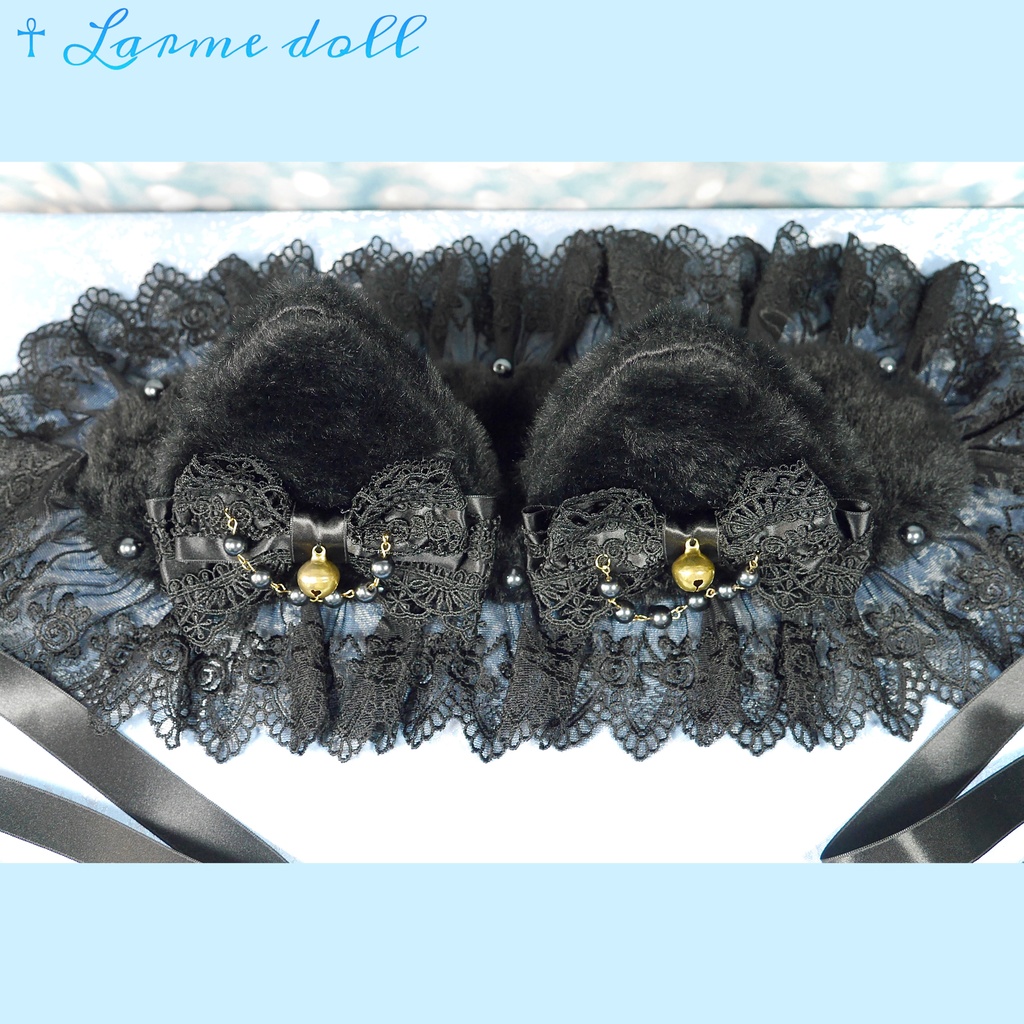 【受注生産】《☥》猫耳ファーヘッドドレス (黒)