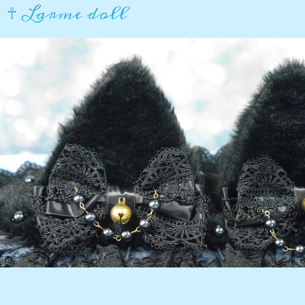 【受注生産】《☥》猫耳ファーヘッドドレス (黒)