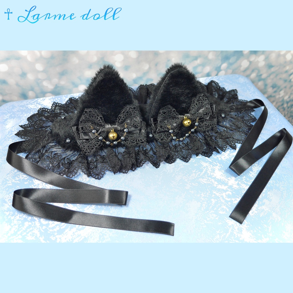 【受注生産】《☥》猫耳ファーヘッドドレス (黒)