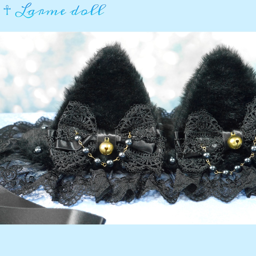 【受注生産】《☥》猫耳ファーヘッドドレス (黒)