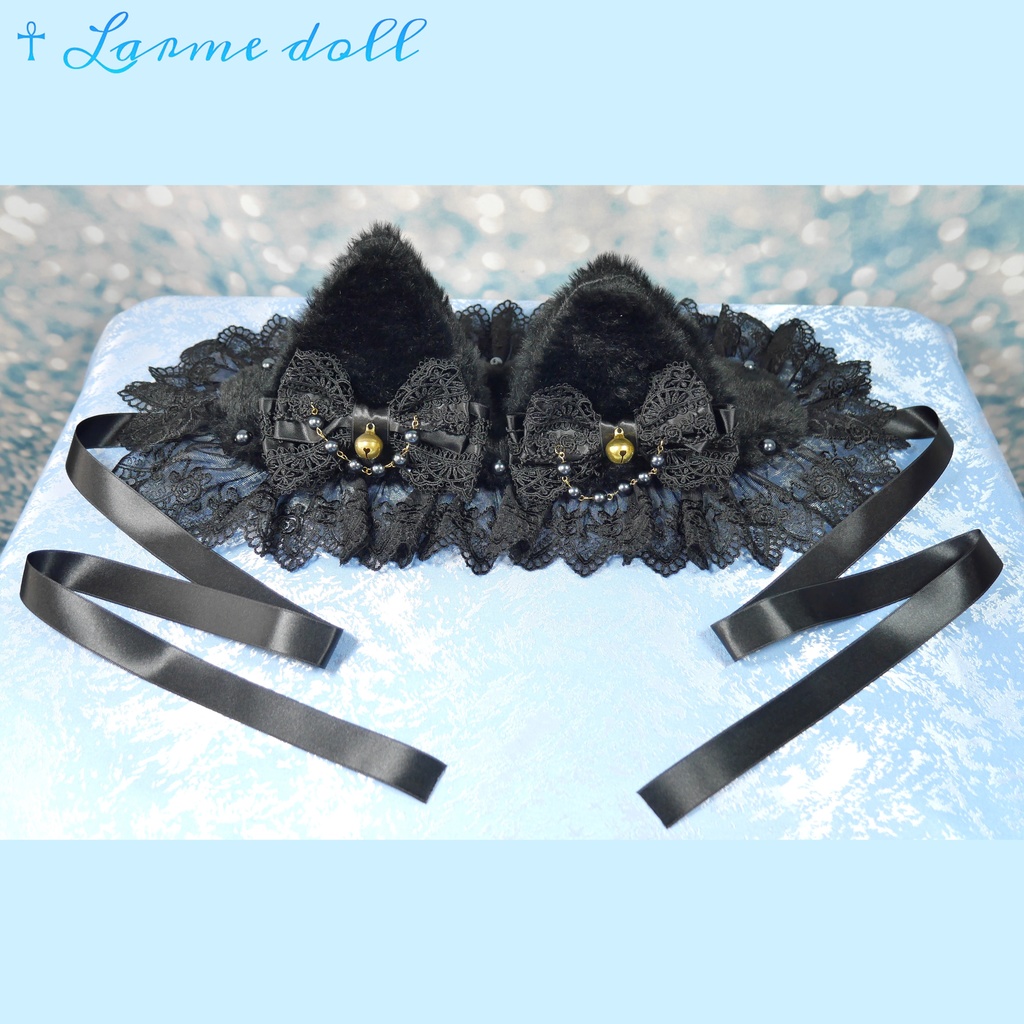 【受注生産】《☥》猫耳ファーヘッドドレス (黒)