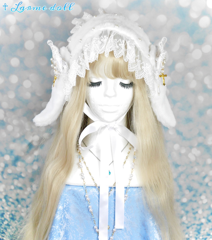 【受注生産】《☥》たれうさ耳ファーヘッドドレス (白)