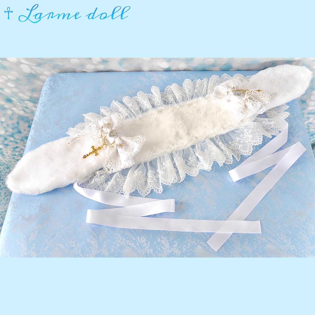 【受注生産】《☥》たれうさ耳ファーヘッドドレス (白)