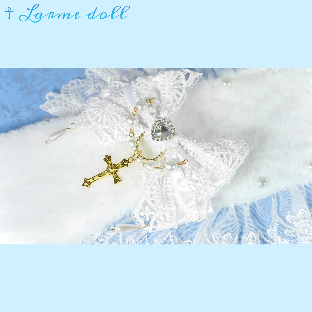 【受注生産】《☥》たれうさ耳ファーヘッドドレス (白)