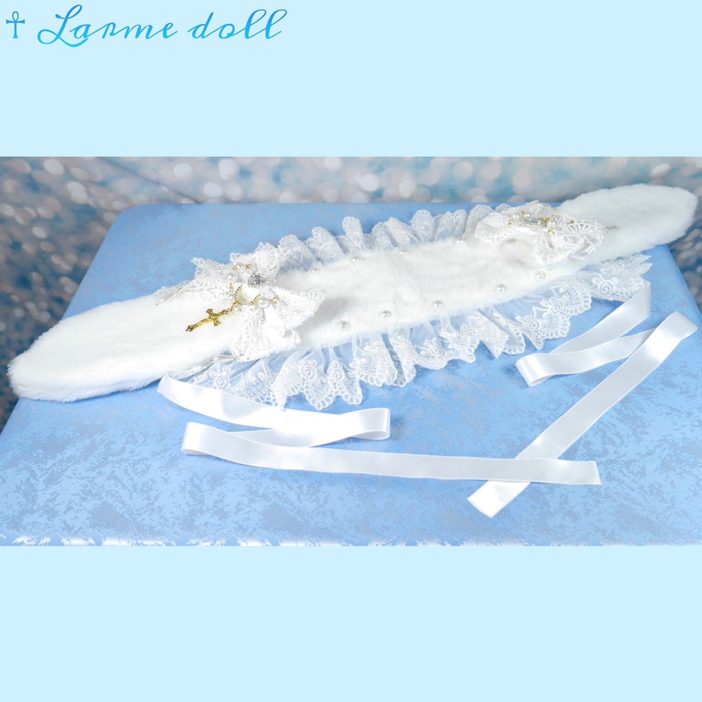 【受注生産】《☥》たれうさ耳ファーヘッドドレス (白)