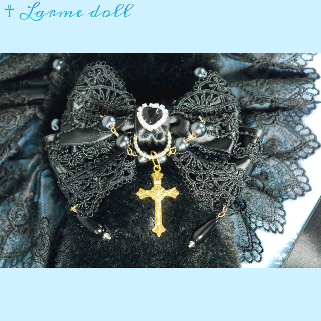 【受注生産】《☥》たれうさ耳ファーヘッドドレス (黒)