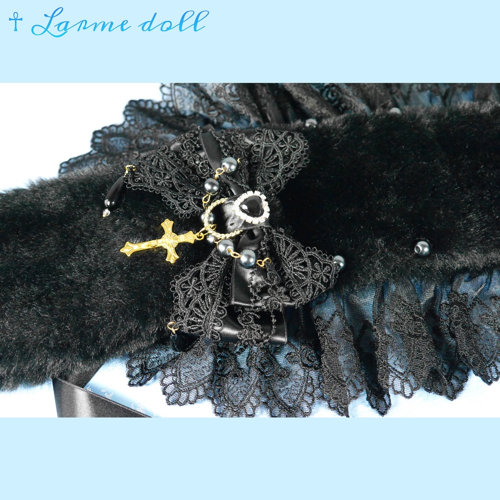 【受注生産】《☥》たれうさ耳ファーヘッドドレス (黒)