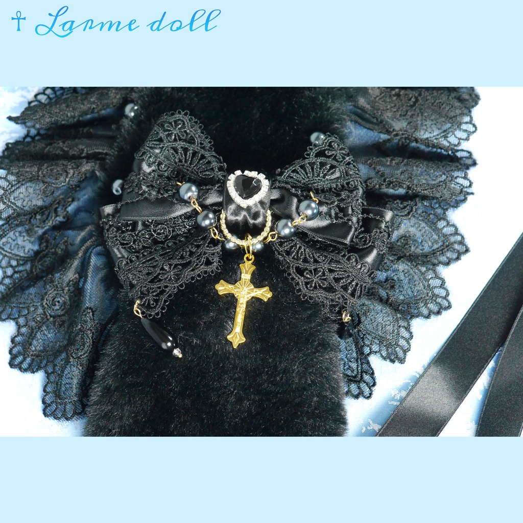 【受注生産】《☥》たれうさ耳ファーヘッドドレス (黒)