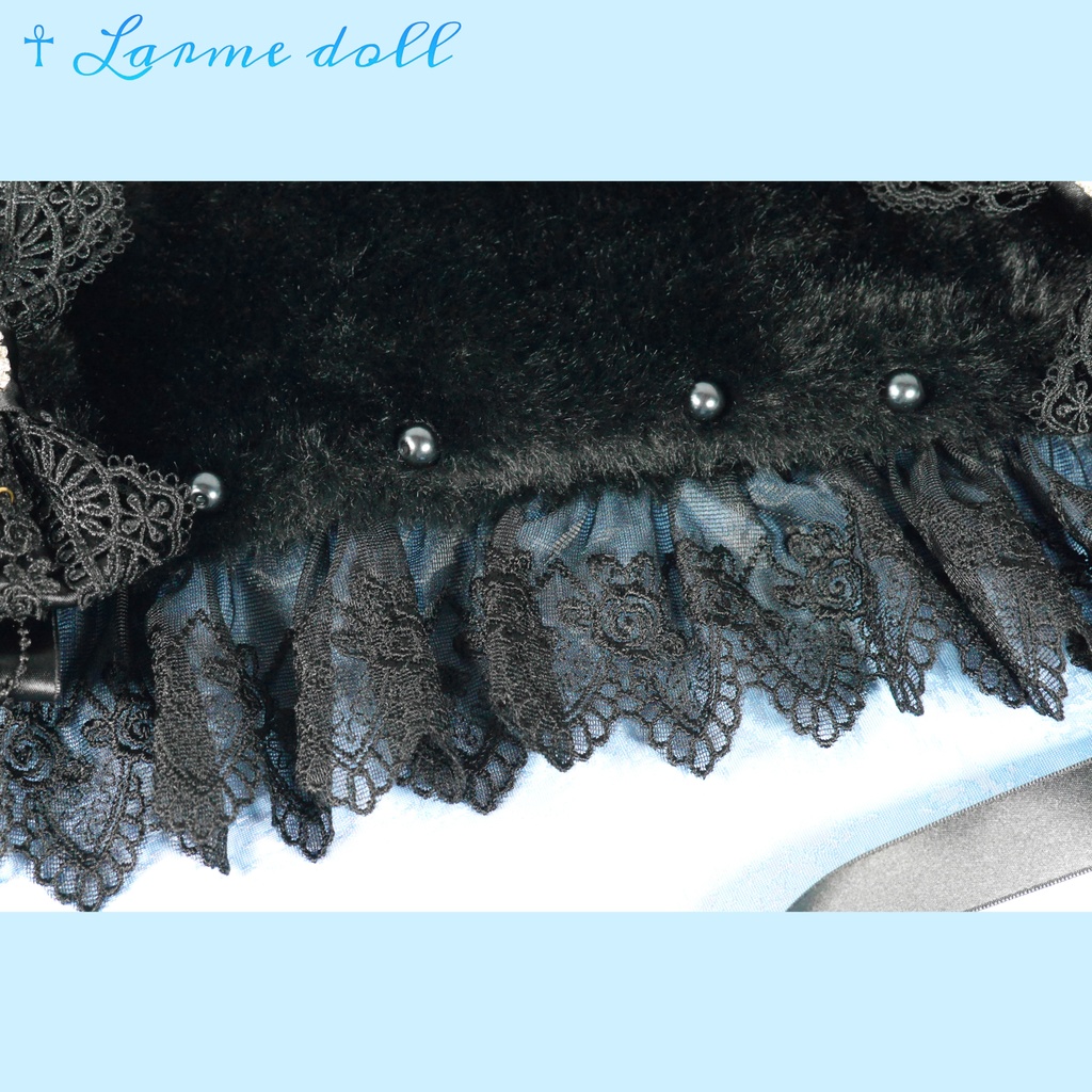 【受注生産】《☥》たれうさ耳ファーヘッドドレス (黒)