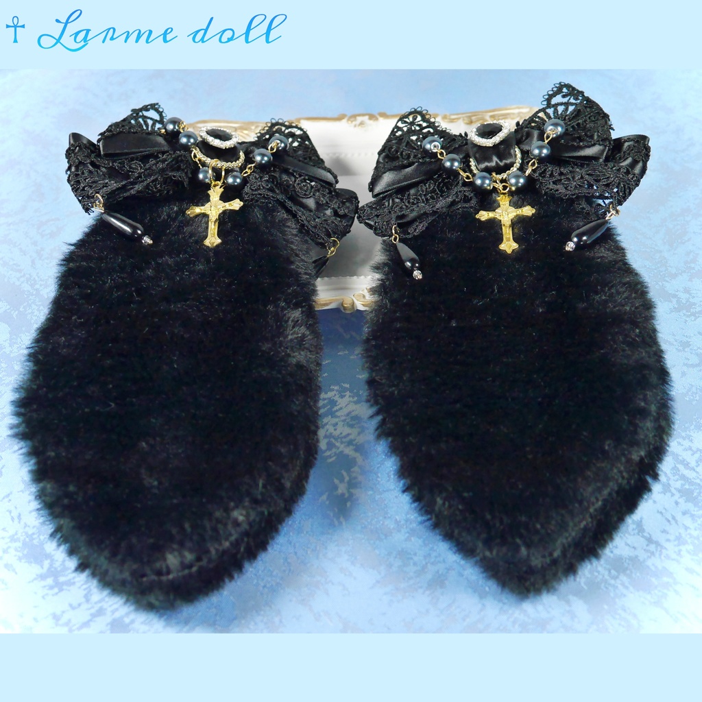 【受注生産】《☥》たれうさ耳ロリィタリボンヘアクリップ (黒)