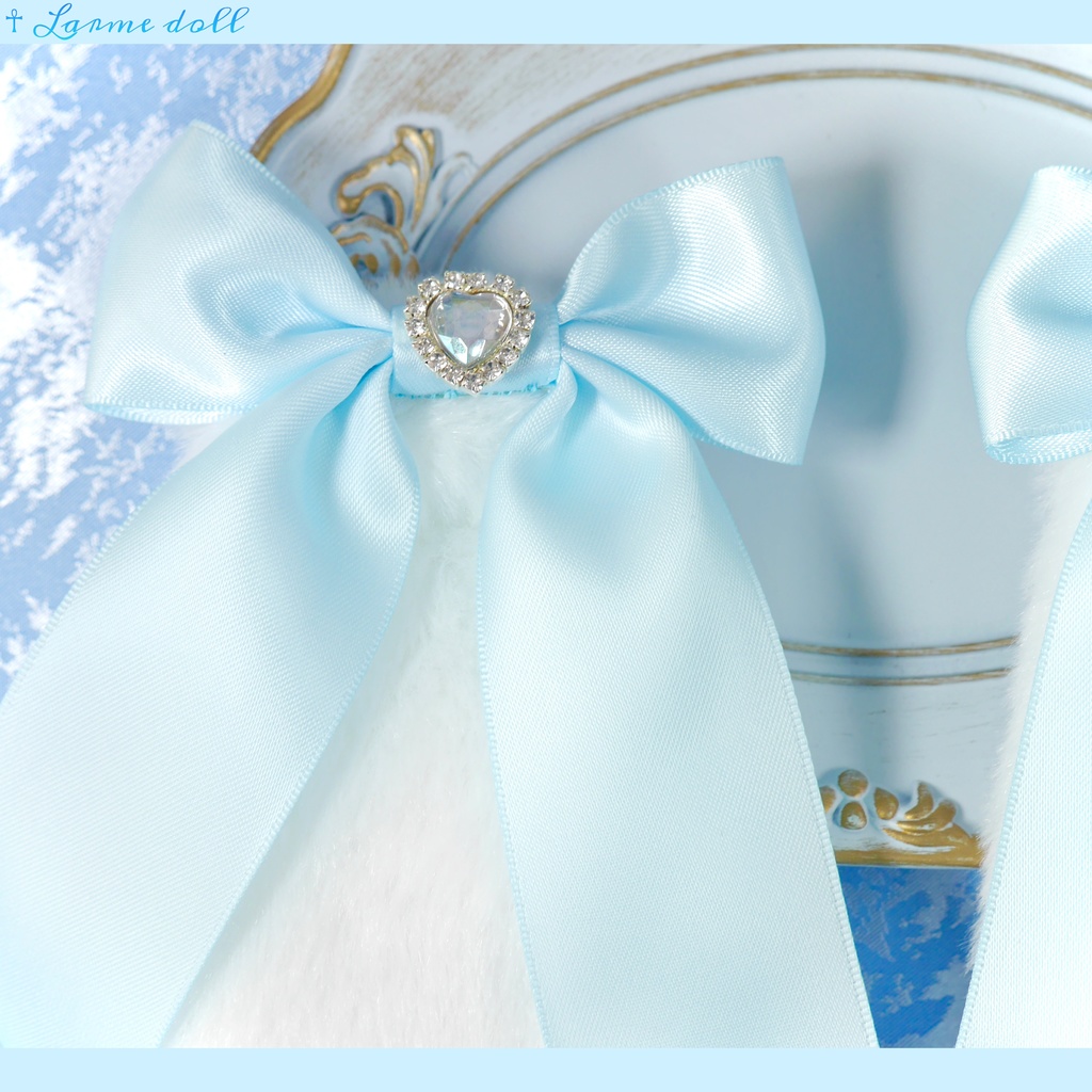 【受注生産】《☥》たれうさ耳リボンヘアクリップ (飾り有りタイプ)カラー▷白