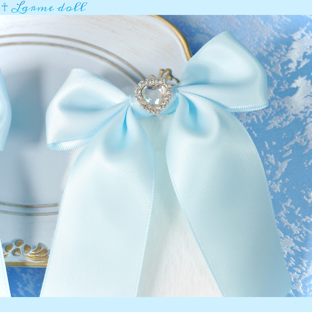 【受注生産】《☥》たれうさ耳リボンヘアクリップ (飾り有りタイプ)カラー▷白