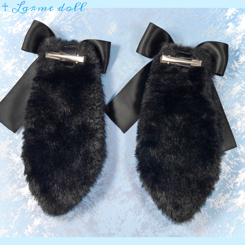 【受注生産】《☥》たれうさ耳リボンヘアクリップ (飾り有りタイプ)