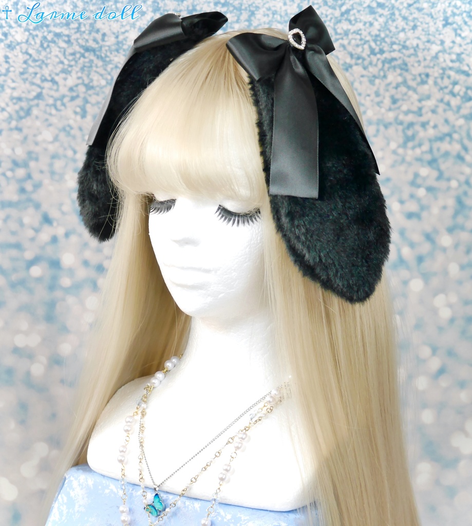 【受注生産】《☥》たれうさ耳リボンヘアクリップ (飾り有りタイプ)