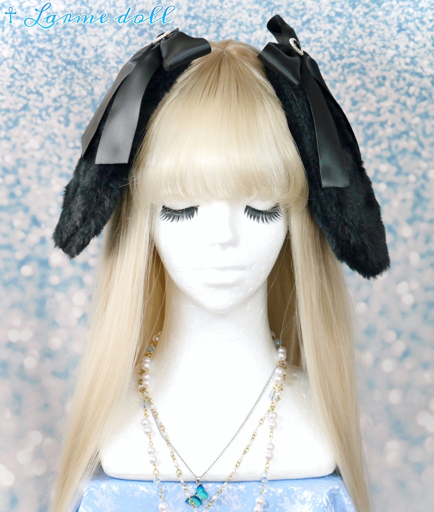 【受注生産】《☥》たれうさ耳リボンヘアクリップ (飾り有りタイプ)